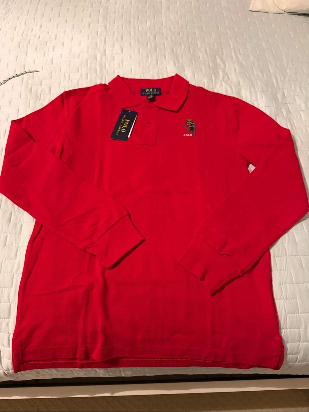 Ralph Lauren Red Long-Sleeve Polo with Embroidered Logo - Boys 14/16